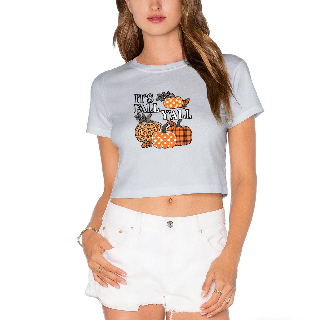 It¡¯s Fall Y¡¯all Plaid Leopard Pumpkin Season Crop Top product image 13
