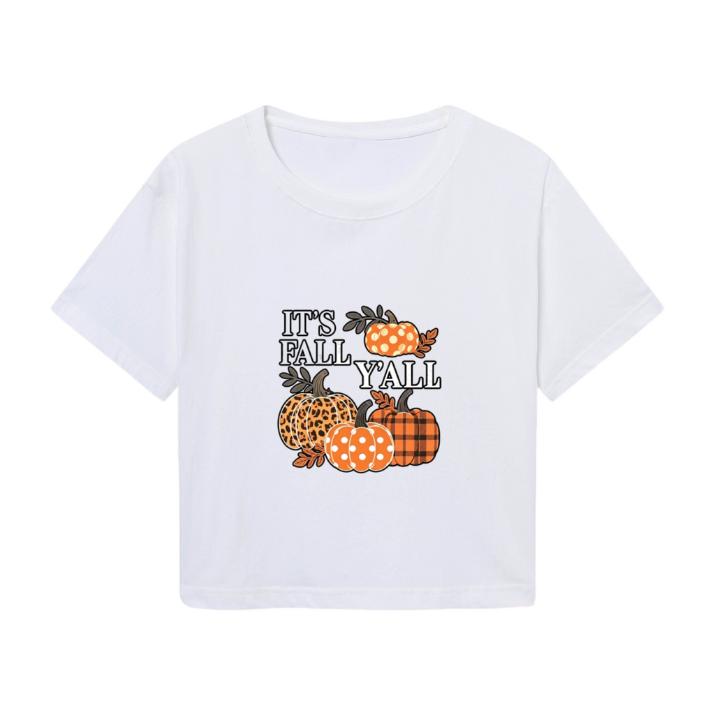 It¡¯s Fall Y¡¯all Plaid Leopard Pumpkin Season Crop Top product image 2