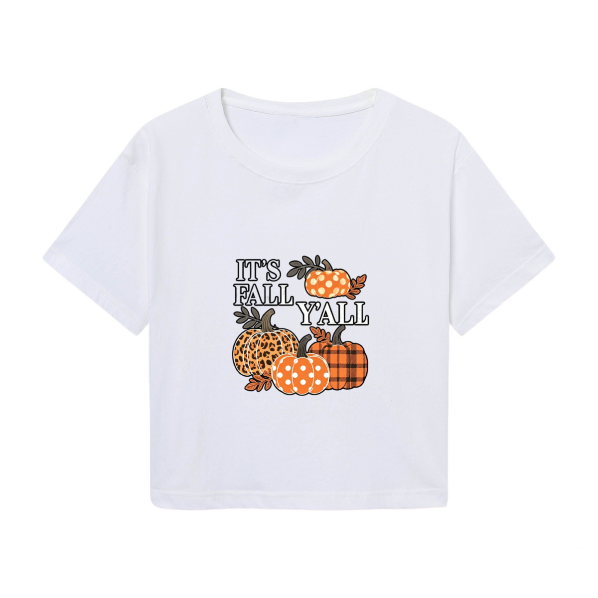It¡¯s Fall Y¡¯all Plaid Leopard Pumpkin Season Crop Top product image 2