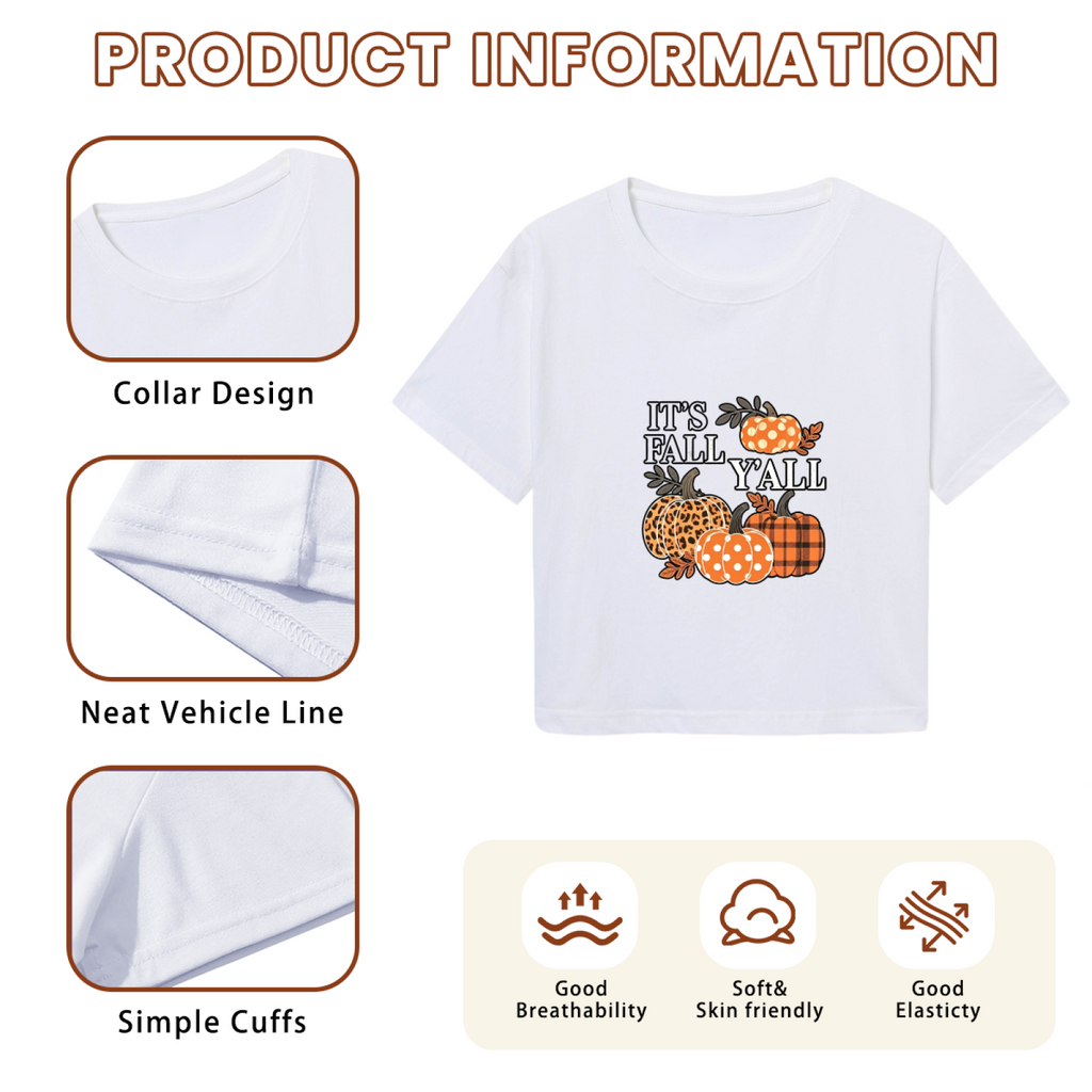 It¡¯s Fall Y¡¯all Plaid Leopard Pumpkin Season Crop Top product image 6