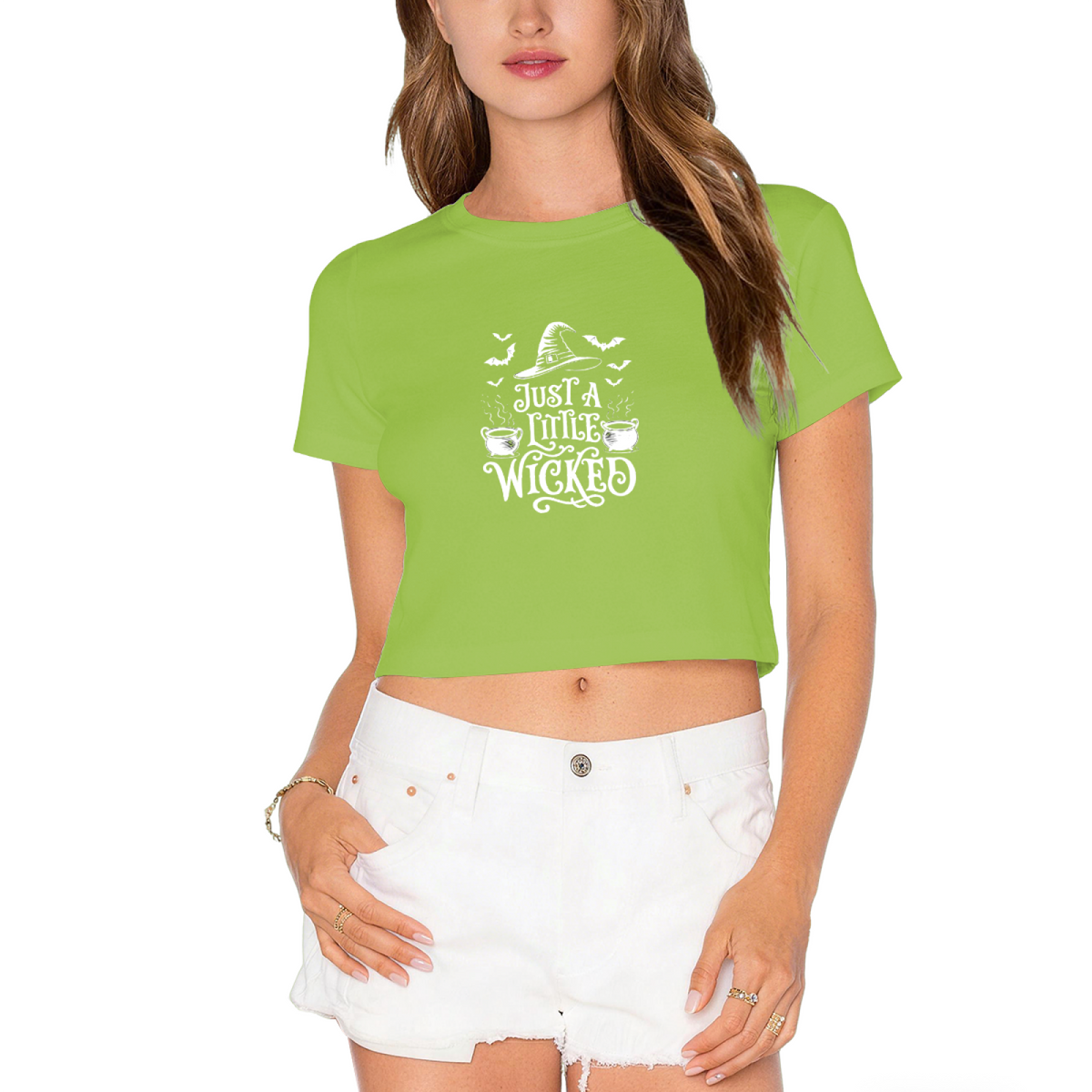 Just A Little Wicked Witch Halloween Spooky Cropped T?Shirt product image 12