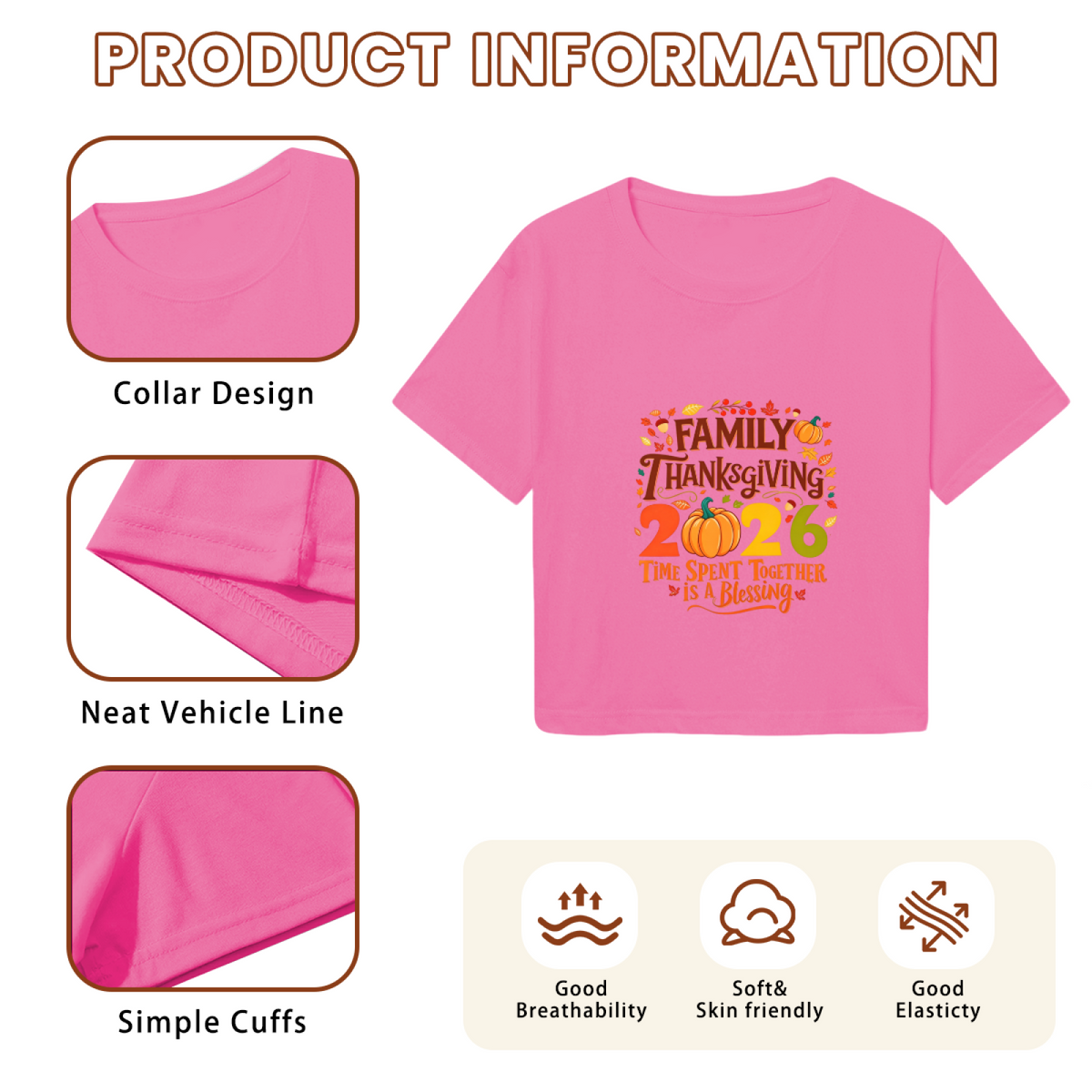 Family Thanksgiving 2026 Fall Holiday Crop Top product image 6