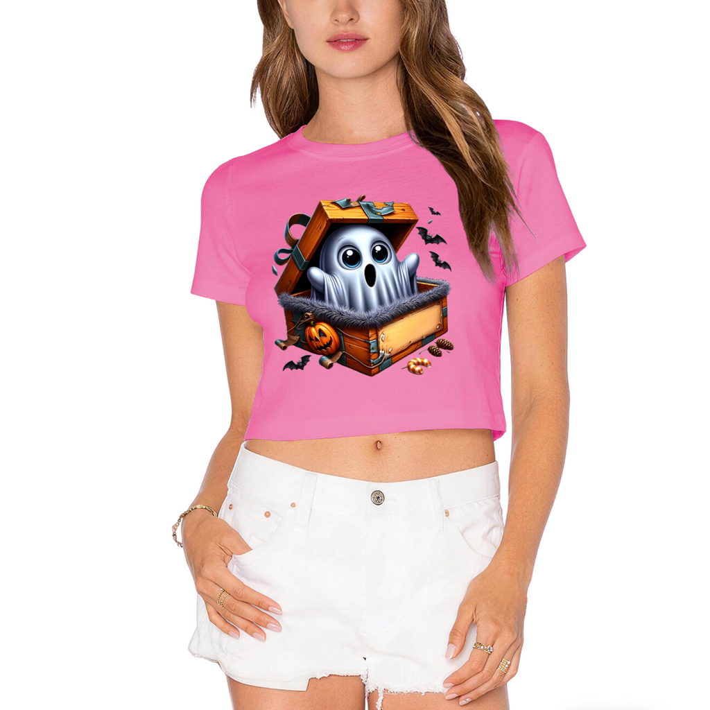 Ghost Surprise In Treasure Box Halloween Cropped T?Shirt product image 12