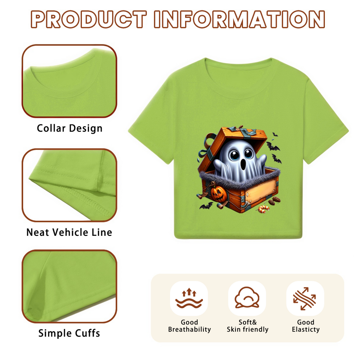 Ghost Surprise In Treasure Box Halloween Cropped T?Shirt product image 6