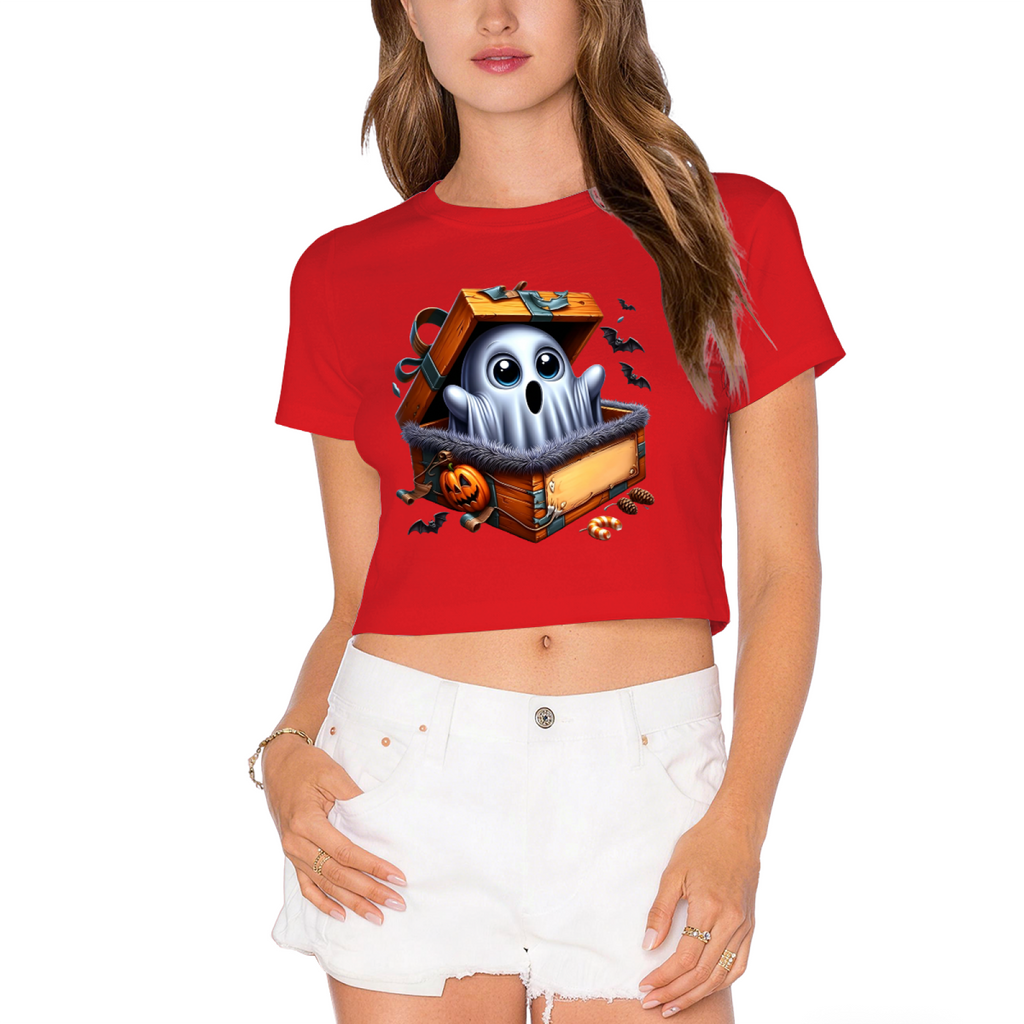 Ghost Surprise In Treasure Box Halloween Cropped T?Shirt product image 11