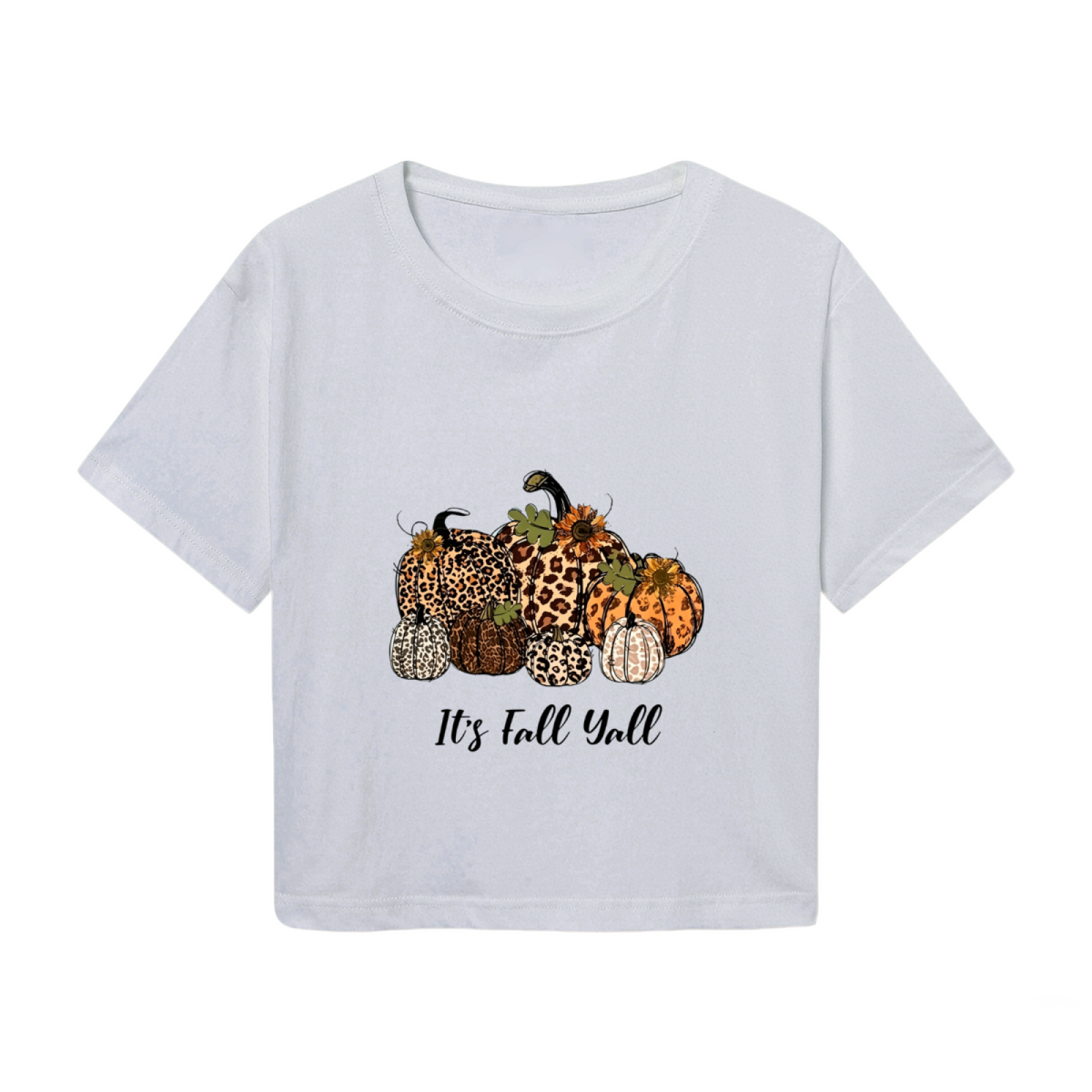 It's Fall Y'all Leopard Print Pumpkin Autumn Season Crop Top product image 2