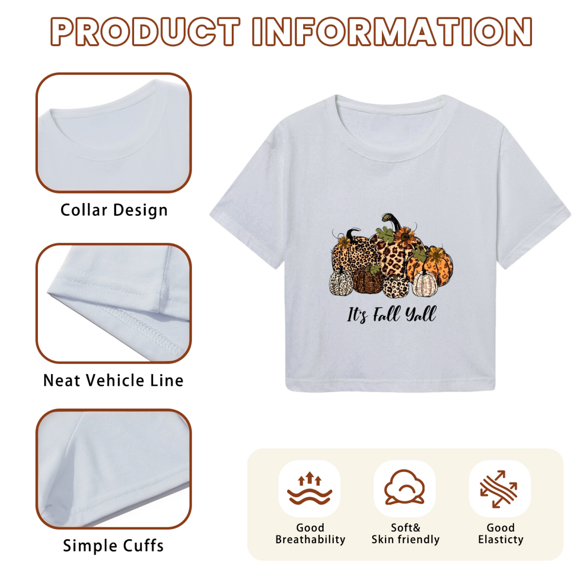 It's Fall Y'all Leopard Print Pumpkin Autumn Season Crop Top product image 6