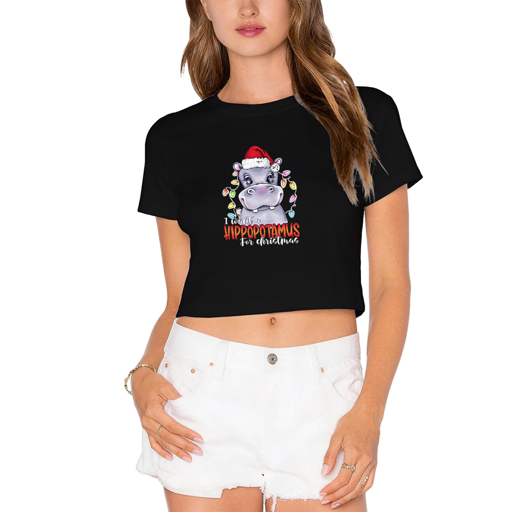 I Want A Hippopotamus For Christmas Fun X?mas Crop Tee product image 1