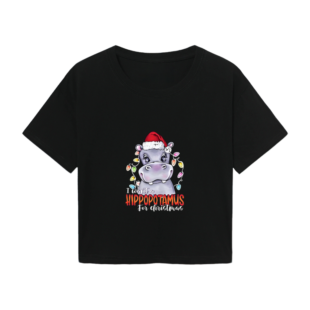 I Want A Hippopotamus For Christmas Fun X?mas Crop Tee product image 2