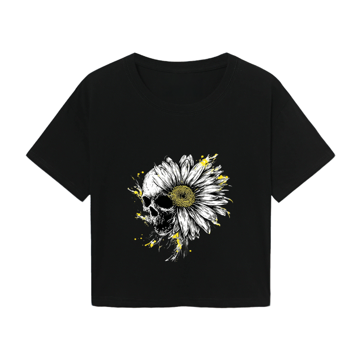 Skull Daisy Spooky Halloween Art Crop Top product image 2