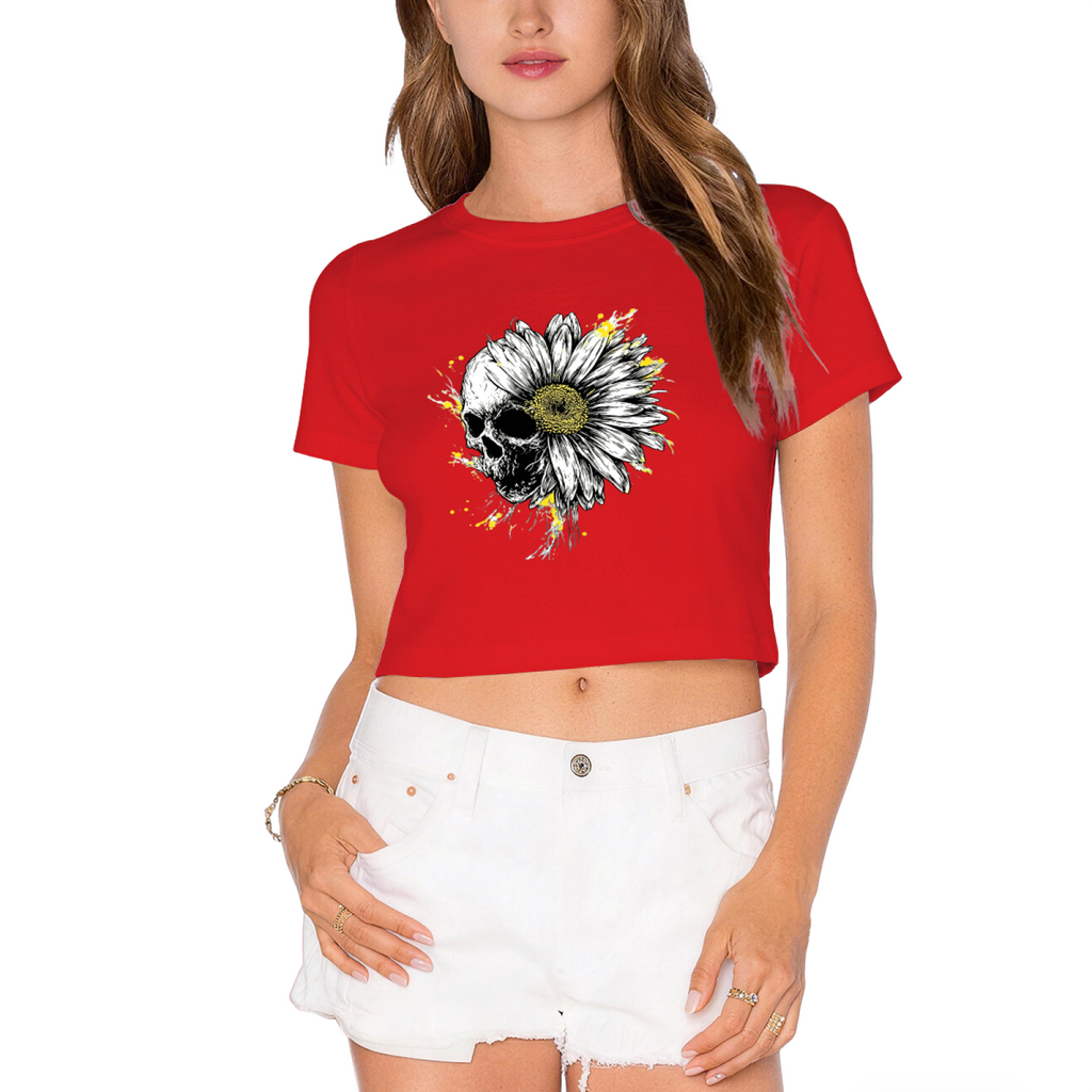 Skull Daisy Spooky Halloween Art Crop Top product image 10