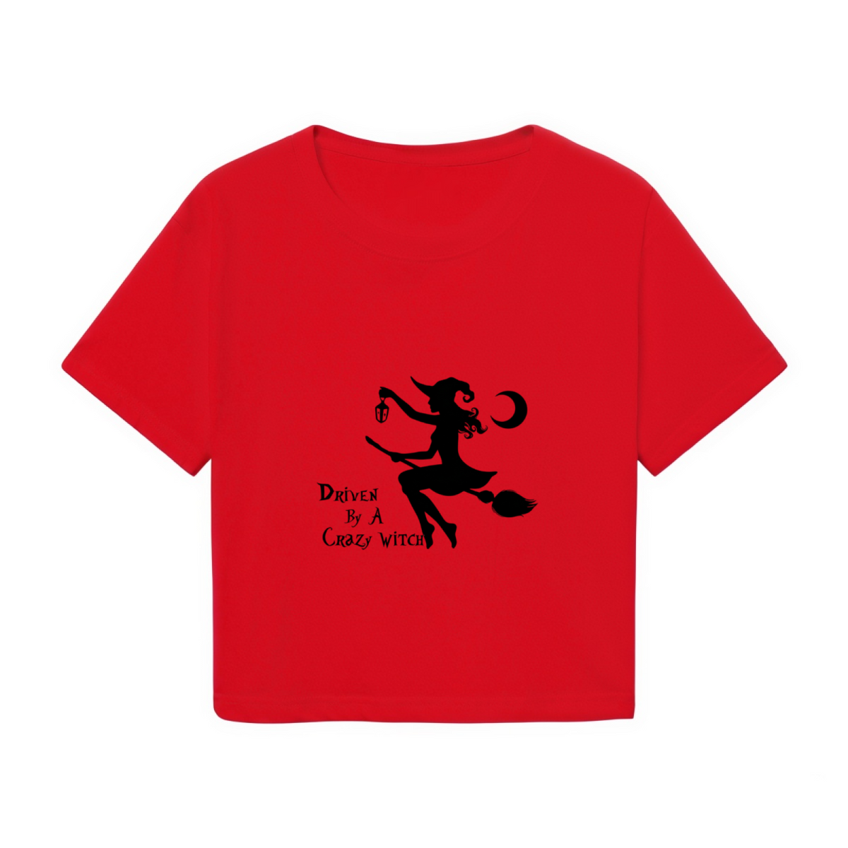 Driven By A Crazy Witch Spooky Halloween Cropped T?Shirt product image 2