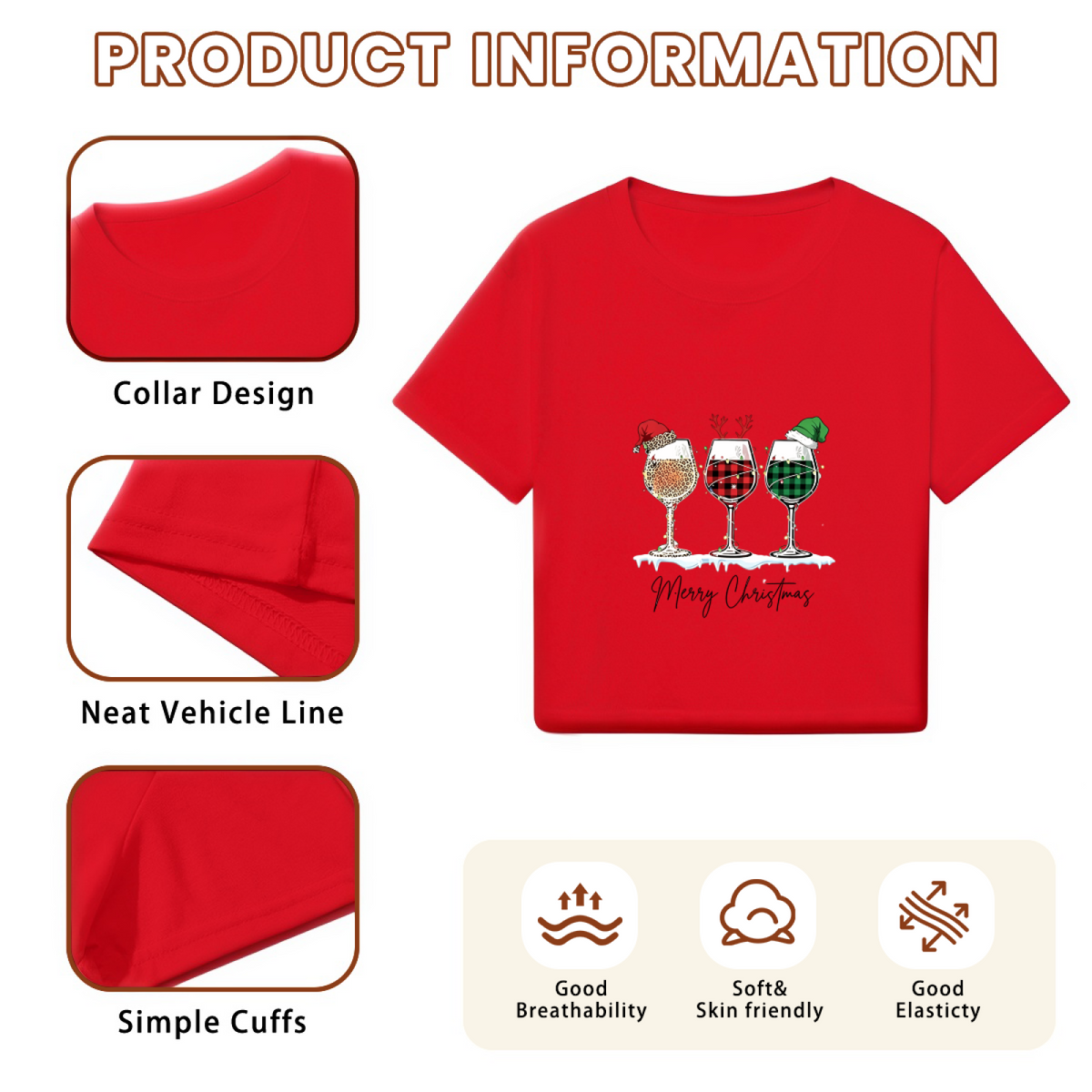 Christmas Wine Glass Buffalo Plaid Party Red Crop Top product image 6