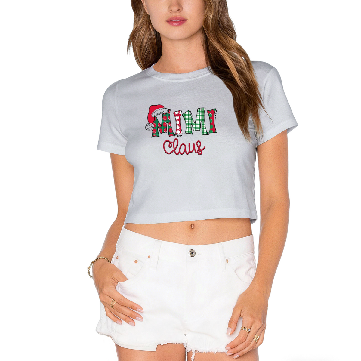 Mimi Claus Plaid Christmas Family Holiday Crop Top product image 13