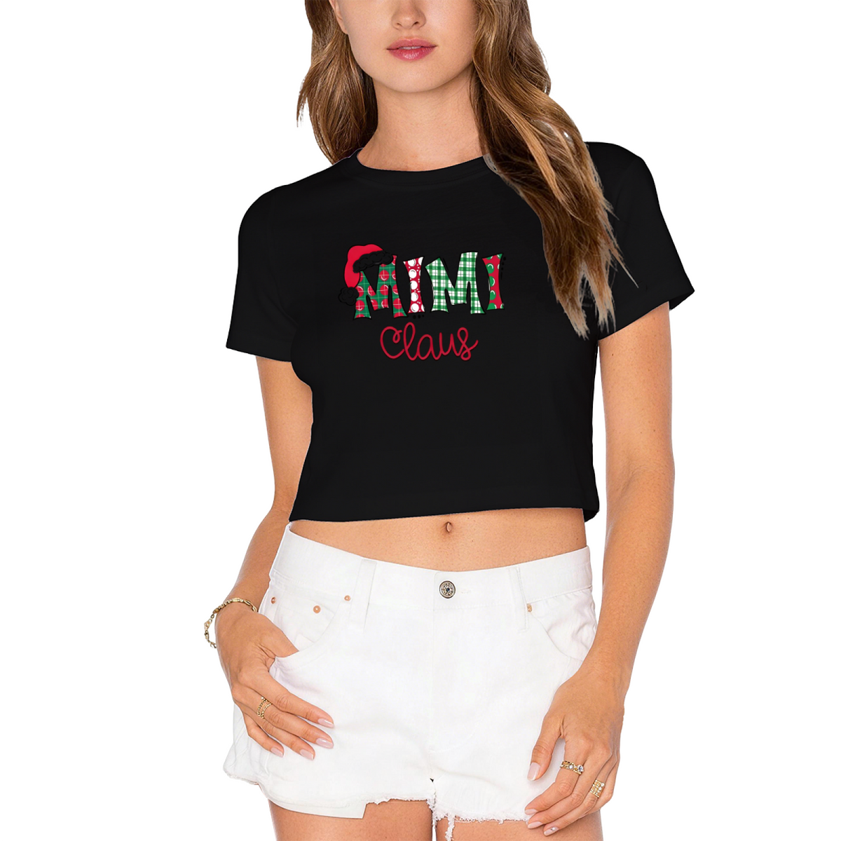 Mimi Claus Plaid Christmas Family Holiday Crop Top product image 9