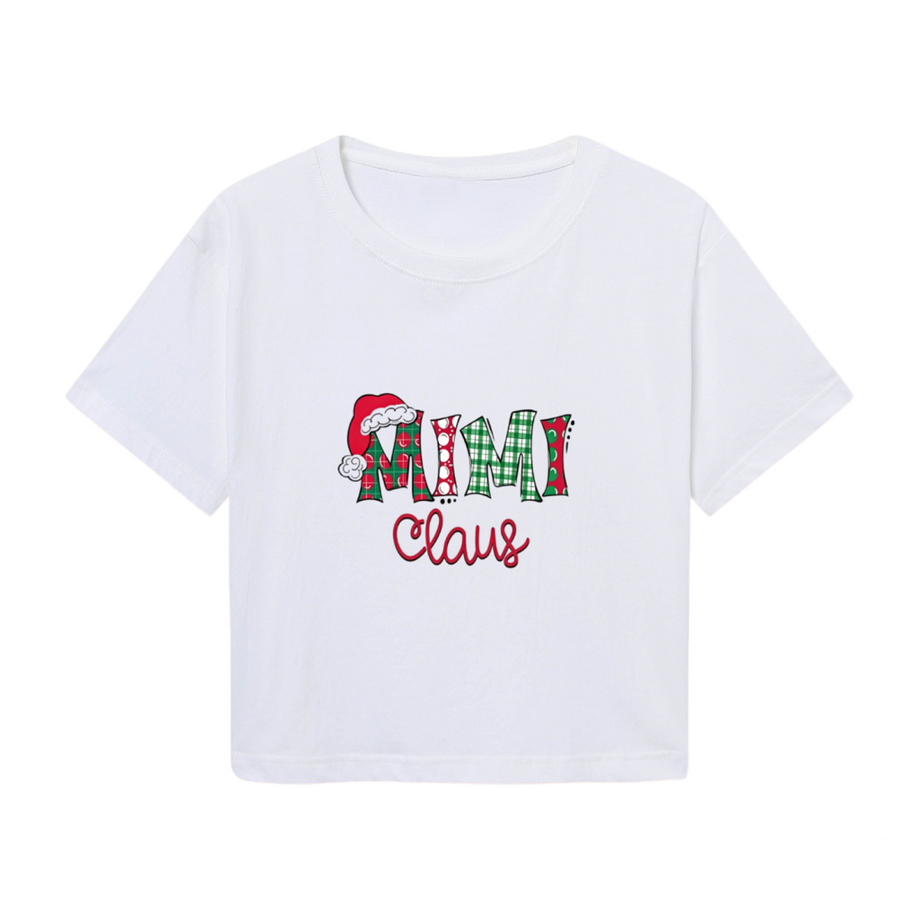 Mimi Claus Plaid Christmas Family Holiday Crop Top product image 2