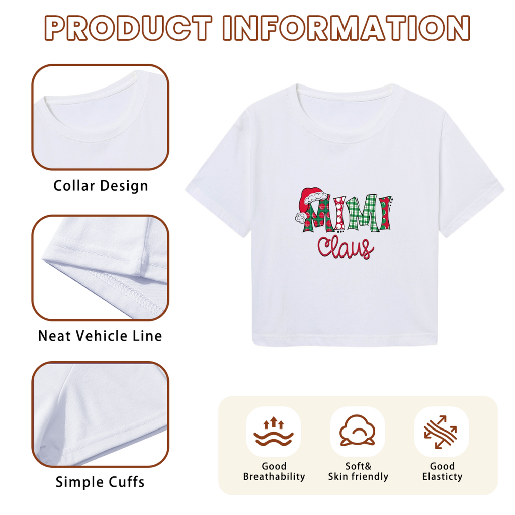 Mimi Claus Plaid Christmas Family Holiday Crop Top product image 6