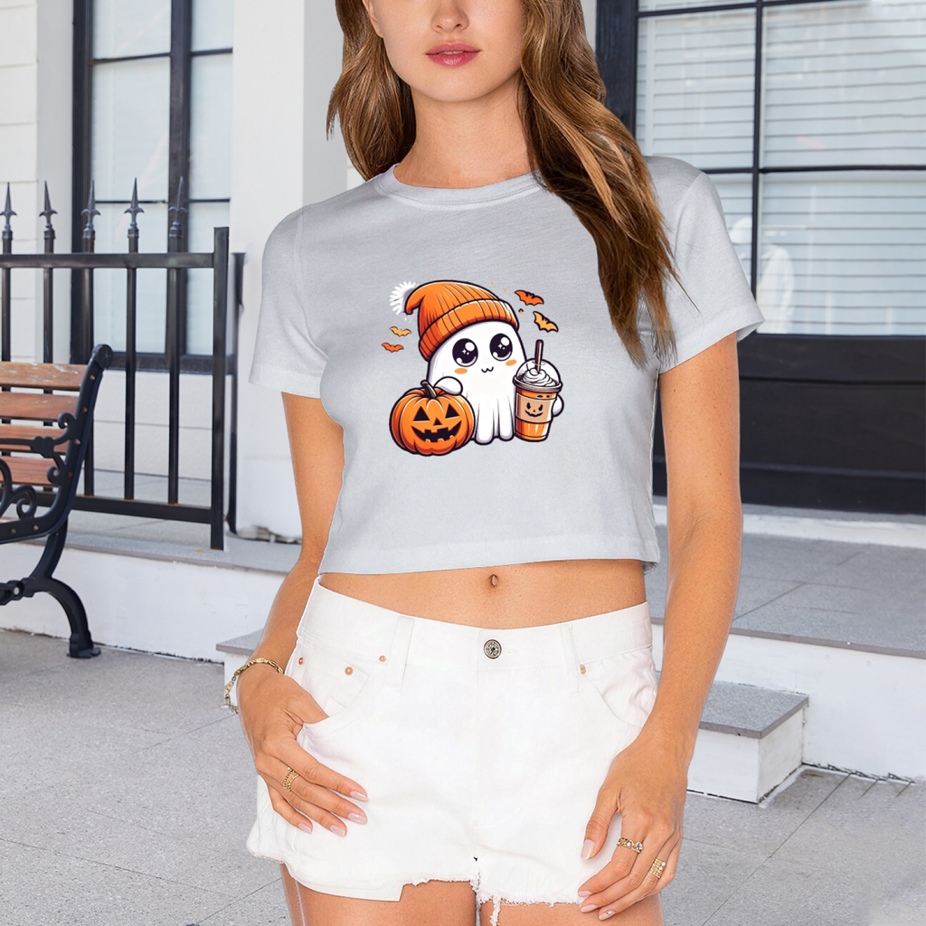 Cozy Coffee?Loving Ghost Pumpkin Fall Halloween Cute Crop product image 4