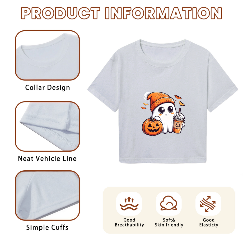Cozy Coffee?Loving Ghost Pumpkin Fall Halloween Cute Crop product image 6