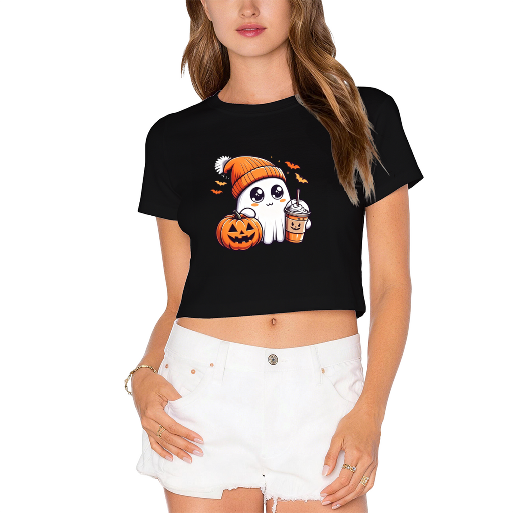 Cozy Coffee?Loving Ghost Pumpkin Fall Halloween Cute Crop product image 9