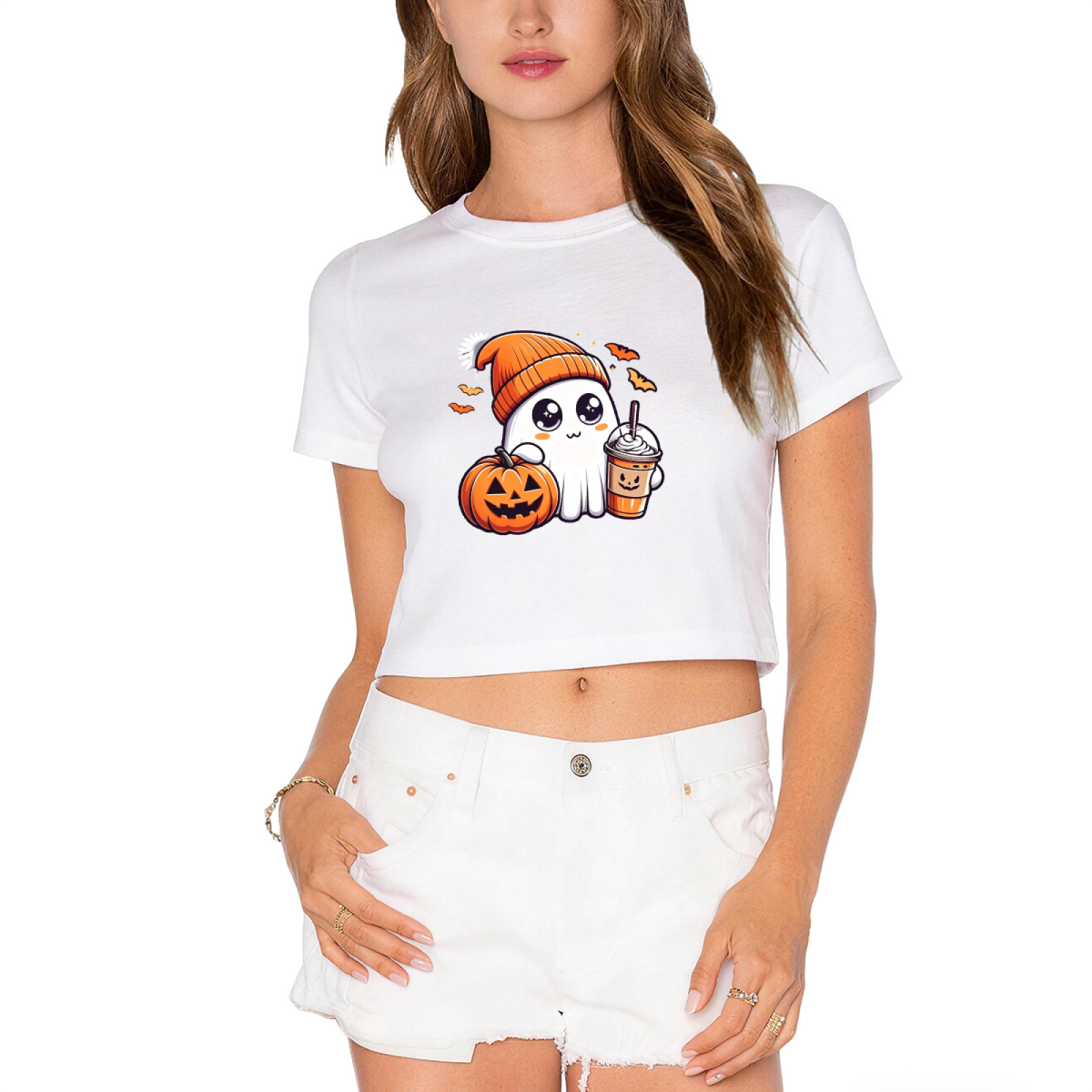 Cozy Coffee?Loving Ghost Pumpkin Fall Halloween Cute Crop product image 10
