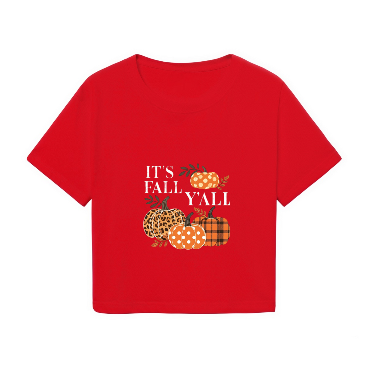 It¡¯s Fall Y¡¯all Plaid Leopard Pumpkin Crop Top product image 2