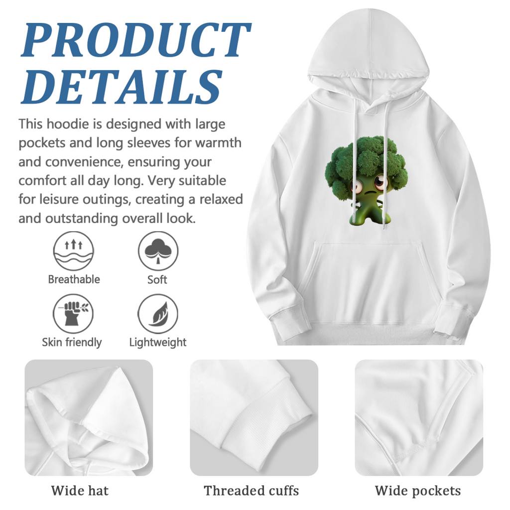 Stylish Pullover Hoodie - Funny Broccoli Character product image 6