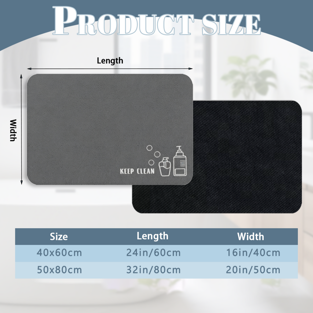 Keep Clean Bathroom Slogan Graphic Diatomite Bath Mat