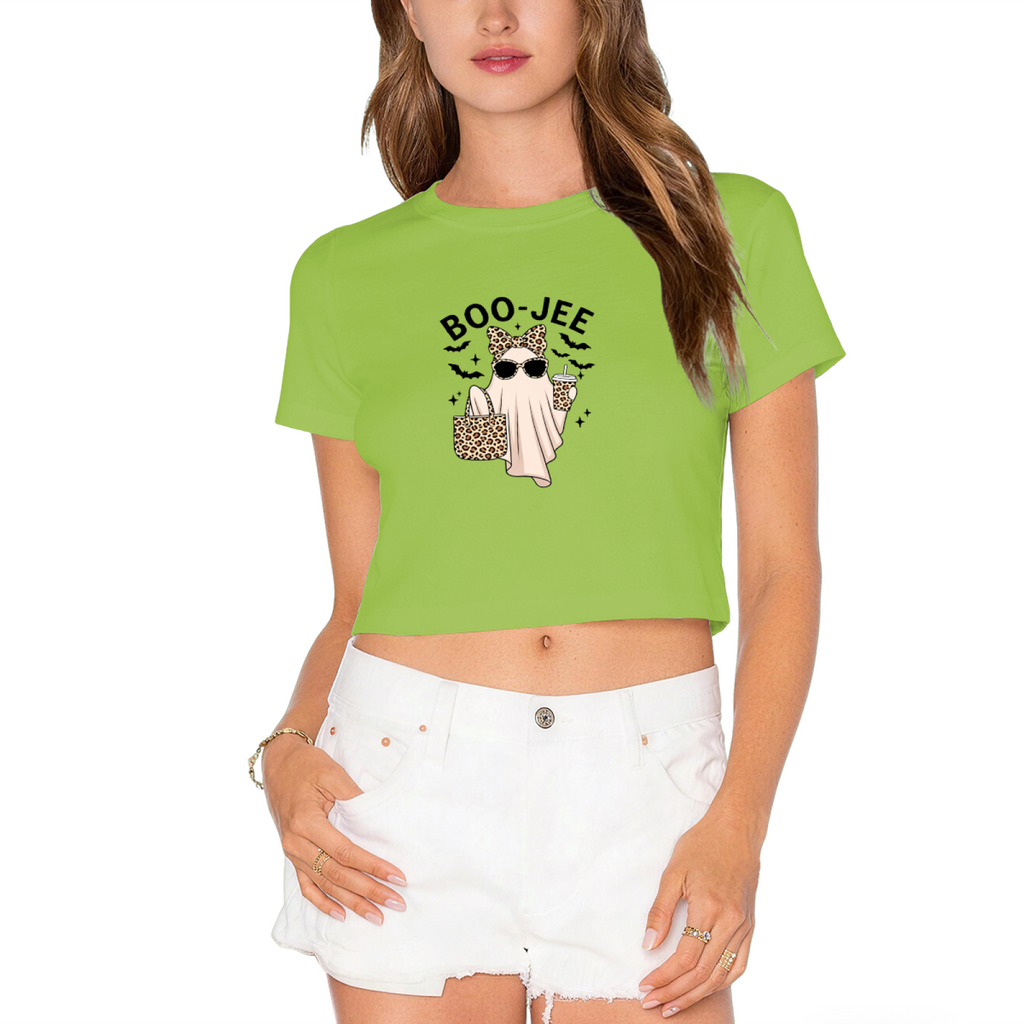 Boo?Jee Leopard Ghost Spooky Halloween Vibes Crop Top product image 1