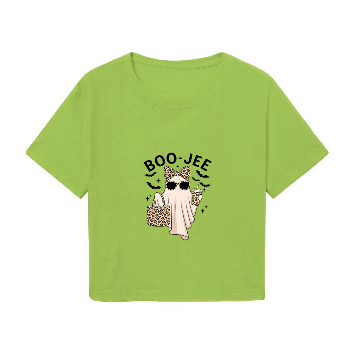 Boo?Jee Leopard Ghost Spooky Halloween Vibes Crop Top product image 2