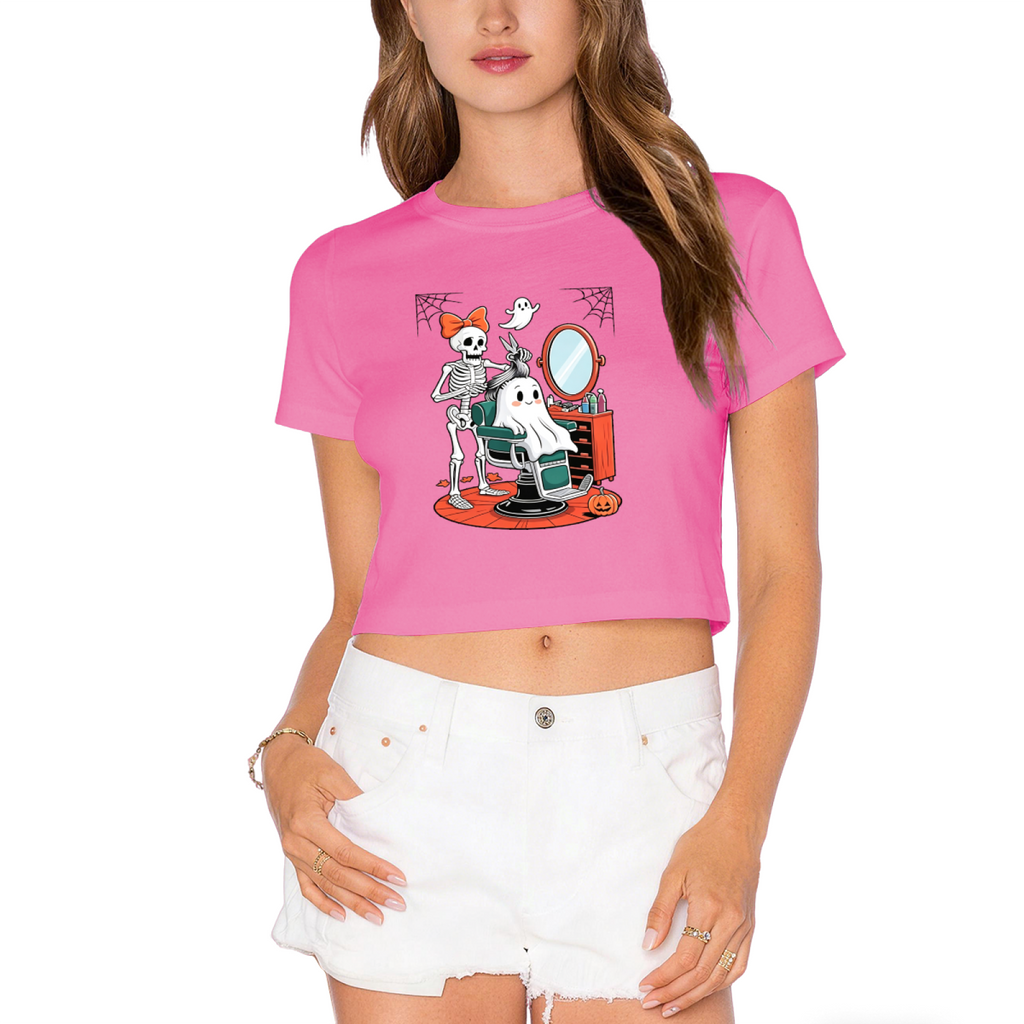 Skeleton Styling Ghost At Barbershop Spooky Halloween Crop product image 11