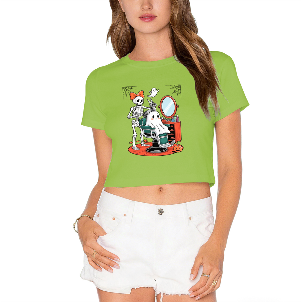 Skeleton Styling Ghost At Barbershop Spooky Halloween Crop product image 12