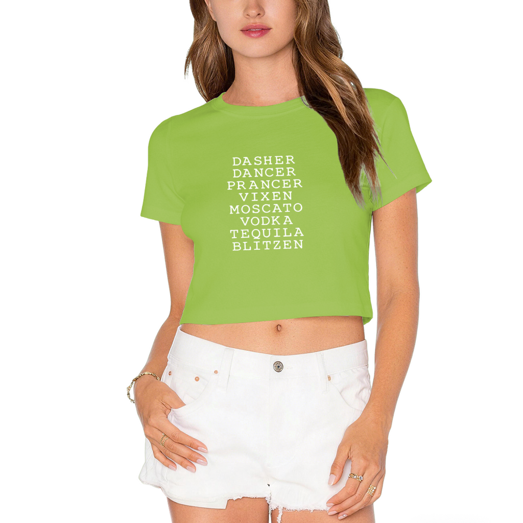 Reindeer & Cocktail Drinks Funny Christmas Party Crop Tee product image 1