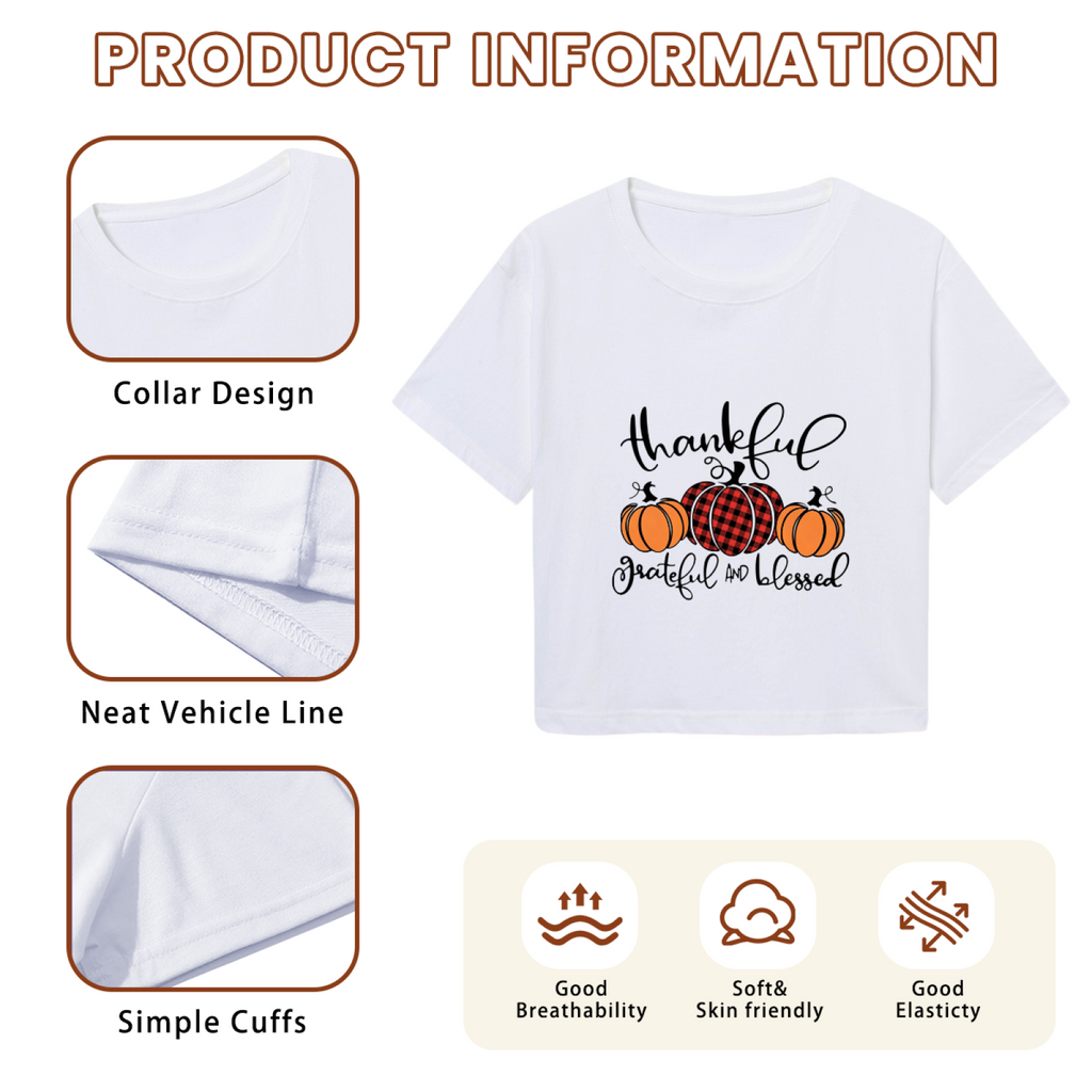 Thankful Grateful Blessed Pumpkin Fall Crop Top product image 6