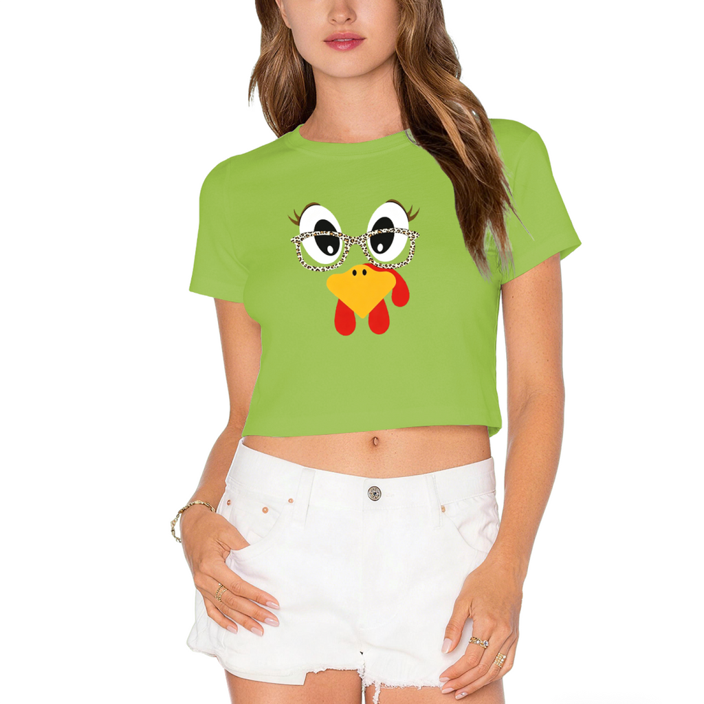 Cute Turkey Face Leopard Glasses Thanksgiving Crop Top product image 12
