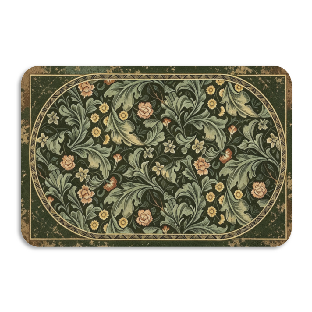 Vintage Morris Floral Diatomite Mat£üAmerican Vintage Morris Floral Diatomite Mat, Retro Style Quick Dry Absorbent Non?Slip Bathroom Rug