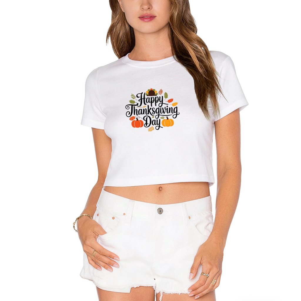 Happy Thanksgiving Day Pumpkin Fall Vibes Cropped Tee product image 10