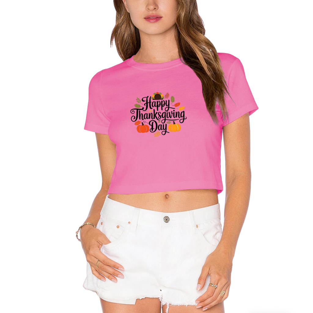 Happy Thanksgiving Day Pumpkin Fall Vibes Cropped Tee product image 12
