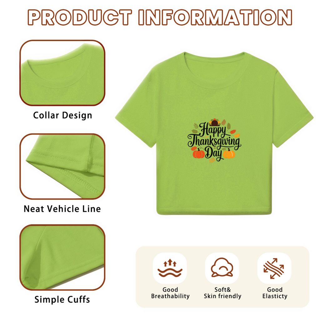Happy Thanksgiving Day Pumpkin Fall Vibes Cropped Tee product image 6