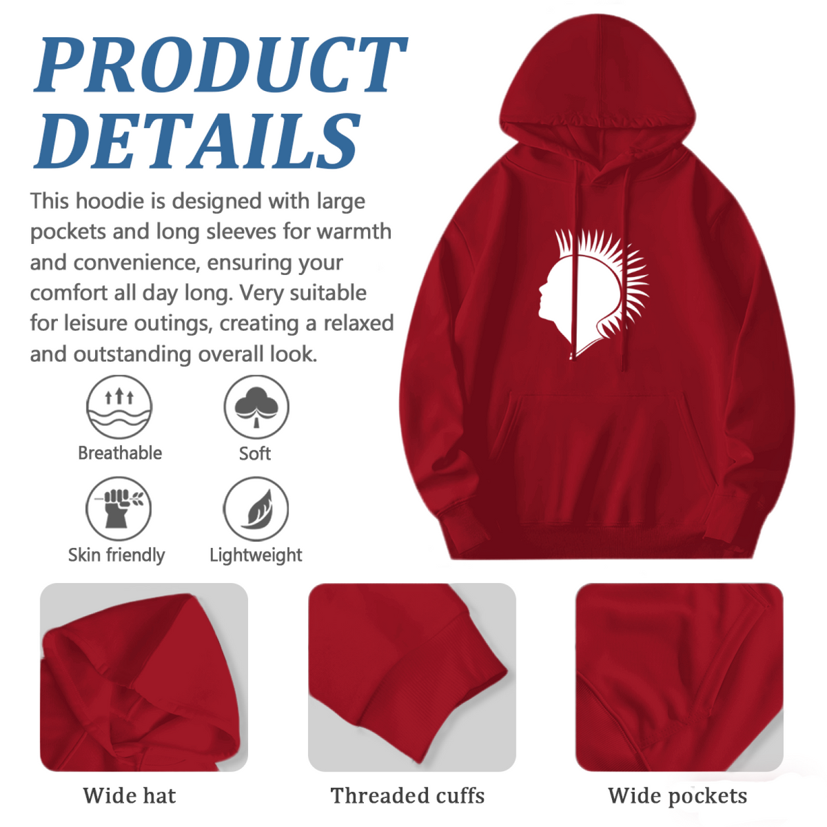 Unisex Graphic Hoodie - Native Headdress product image 6