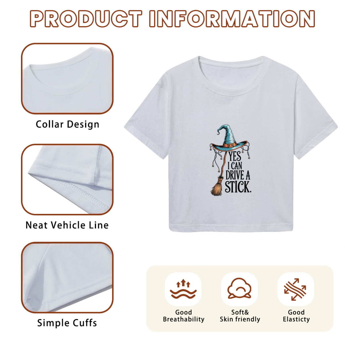 Yes I Can Drive A Stick Witch Broom Halloween Crop Top product image 6