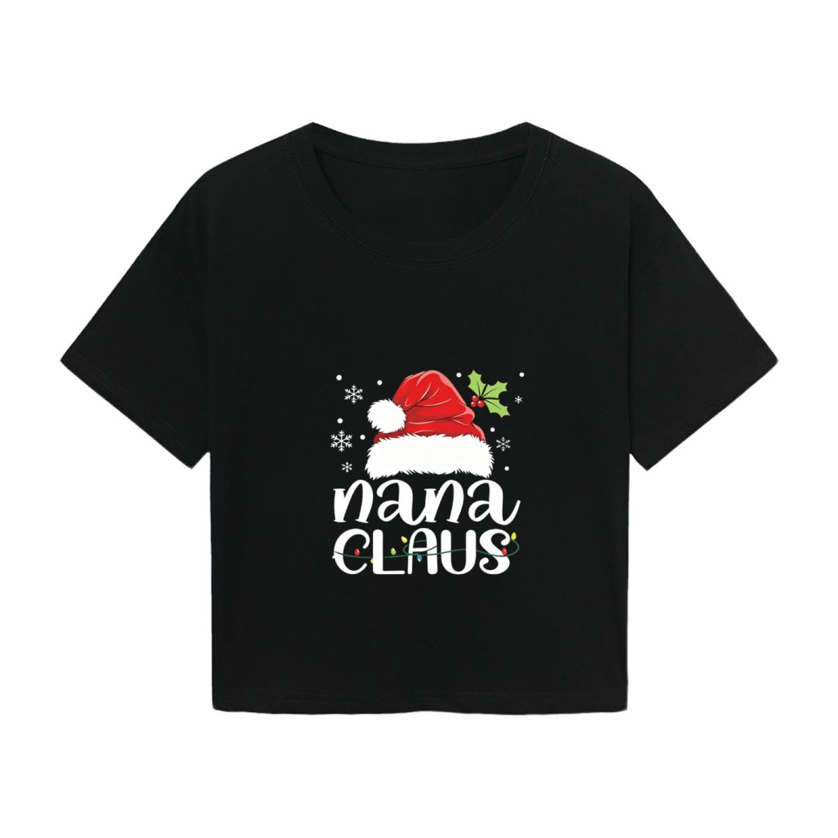 Nana Claus Santa Hat Christmas Light Holiday Crop Top