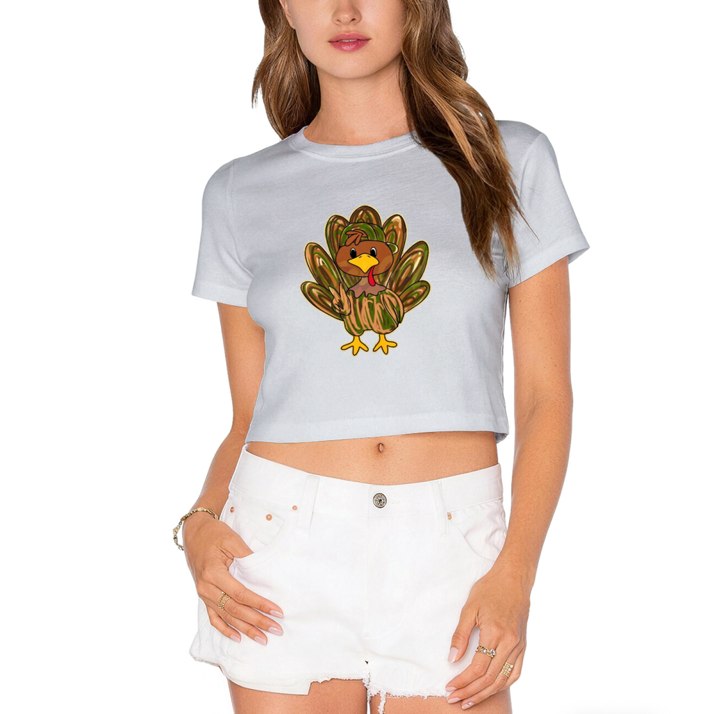Cute Cartoon Fall Turkey Thanksgiving Day Cropped T?Shirt product image 13