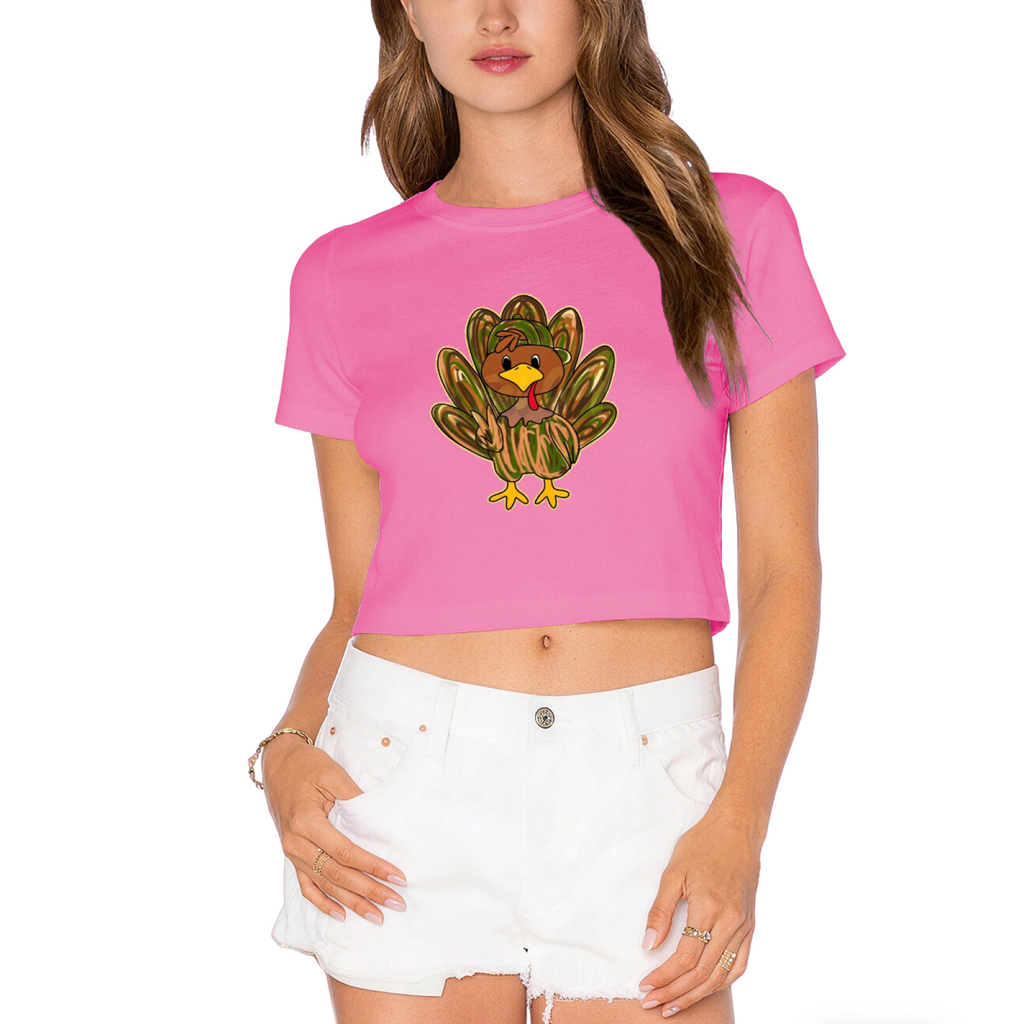 Cute Cartoon Fall Turkey Thanksgiving Day Cropped T?Shirt product image 11