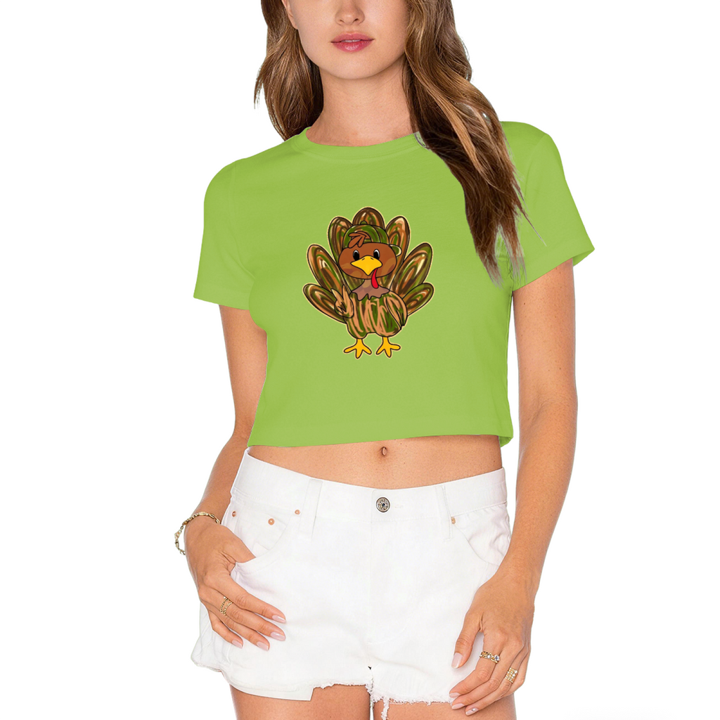 Cute Cartoon Fall Turkey Thanksgiving Day Cropped T?Shirt product image 12