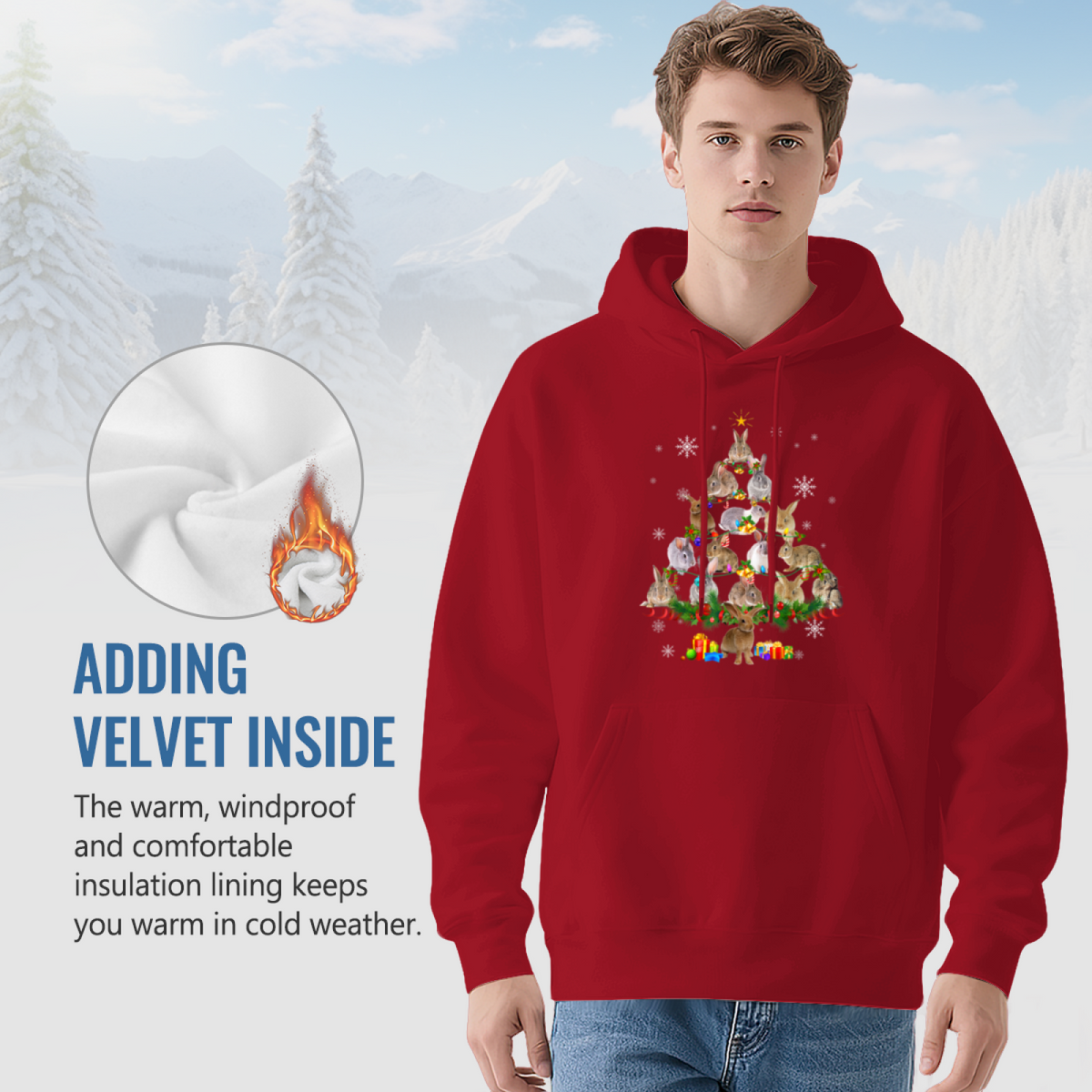 Stylish Pullover Hoodie - Christmas Bunny Tree product image 7