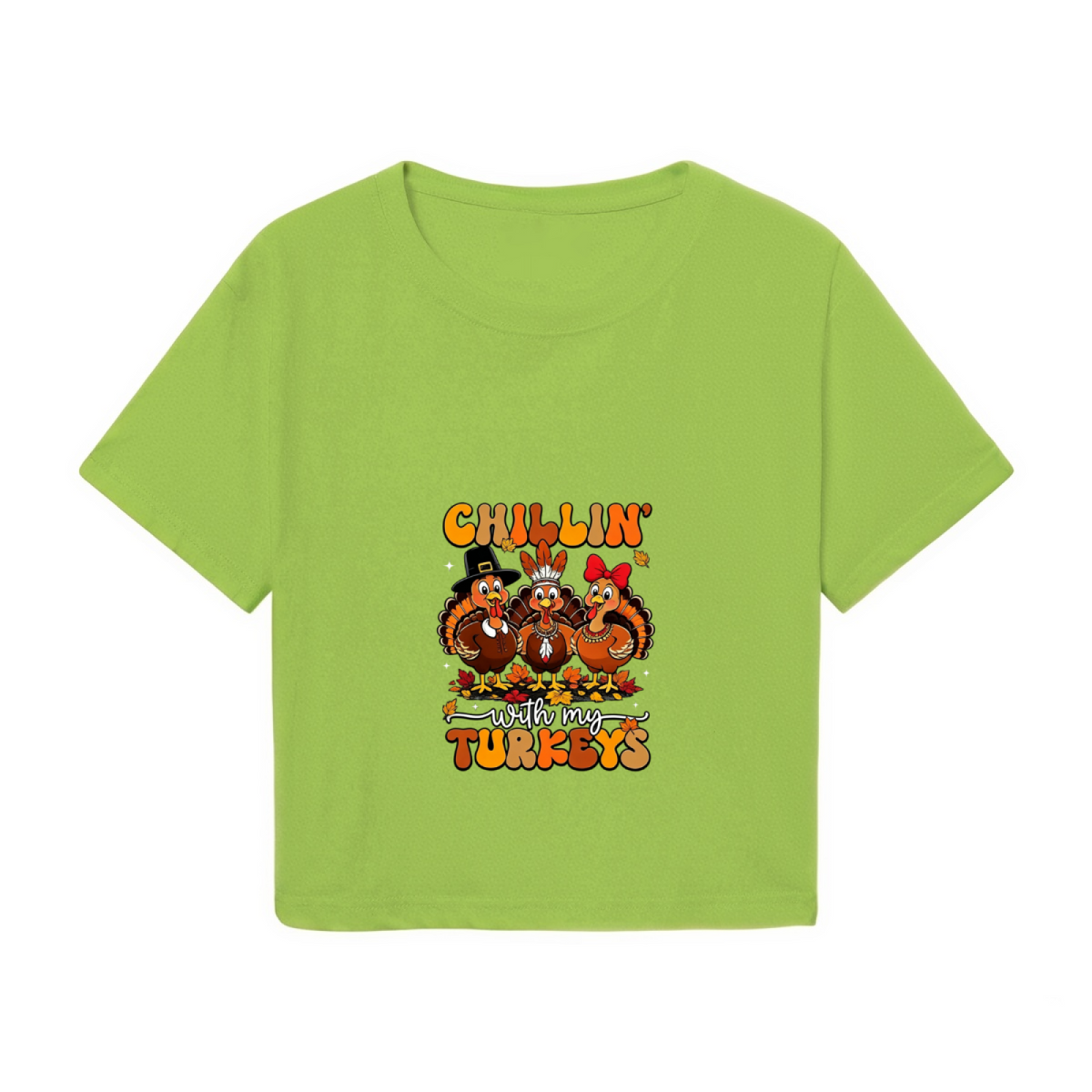 Chillin With My Turkeys Funny Thanksgiving Cropped Tee product image 2