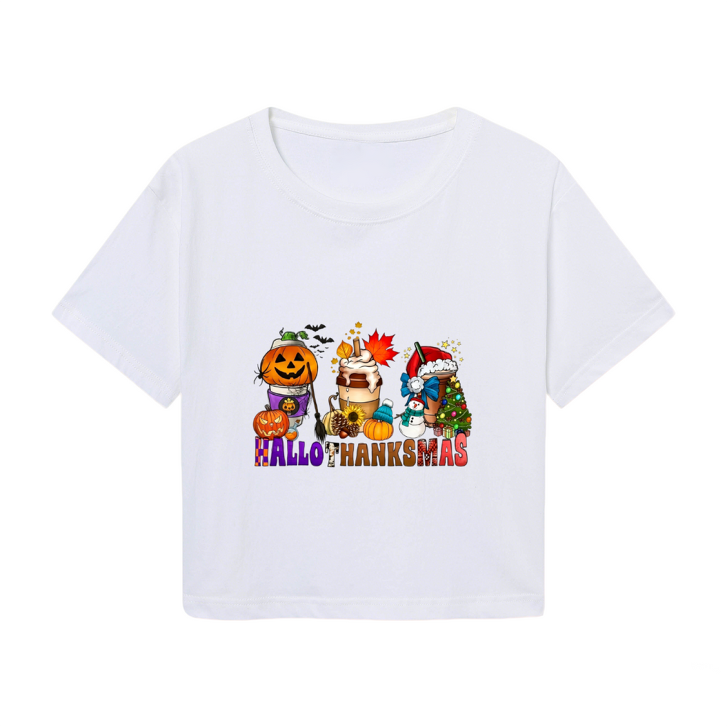 Hallothanksmas Holiday Mix Fall Season Cropped T?Shirt product image 2