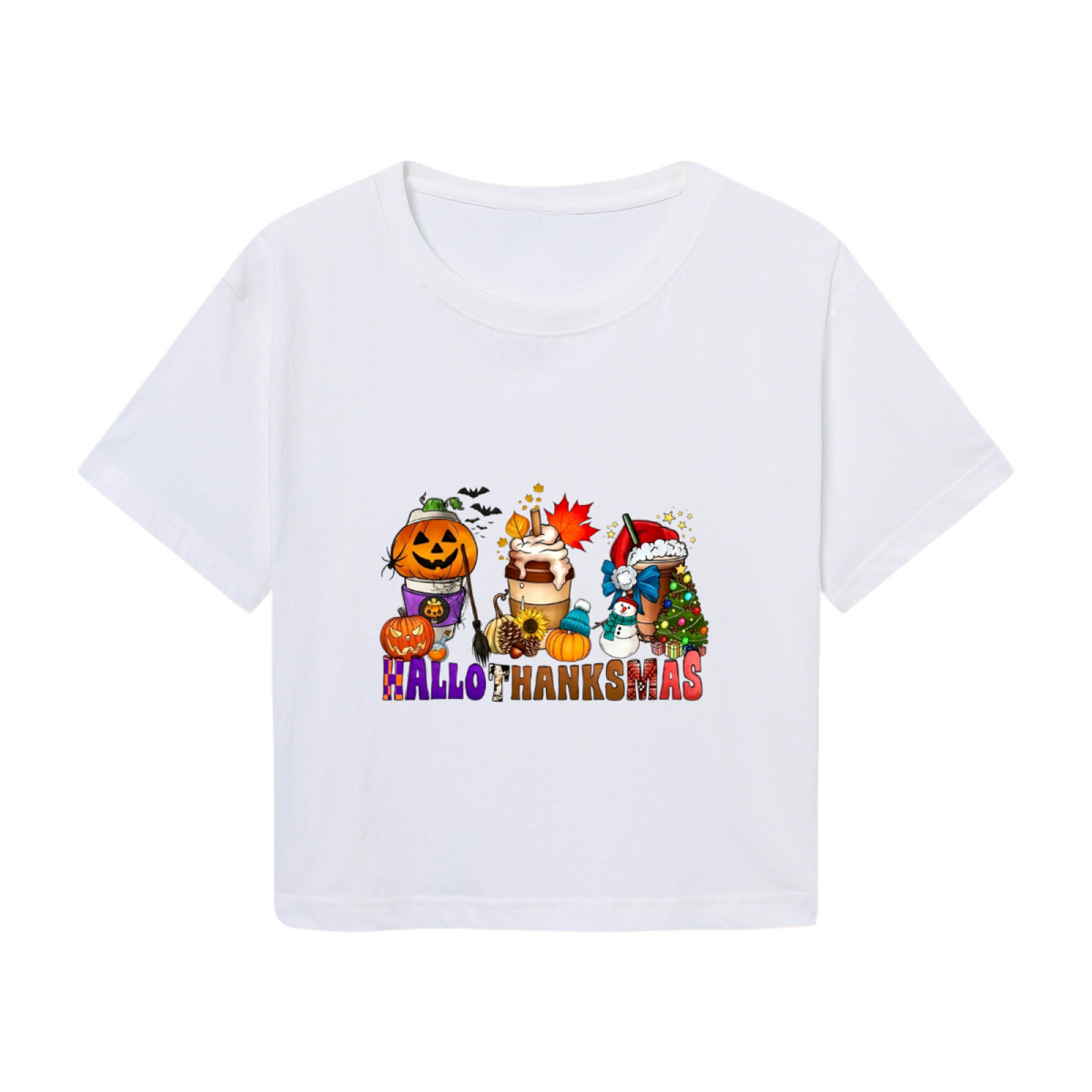 Hallothanksmas Holiday Mix Fall Season Cropped T?Shirt product image 2