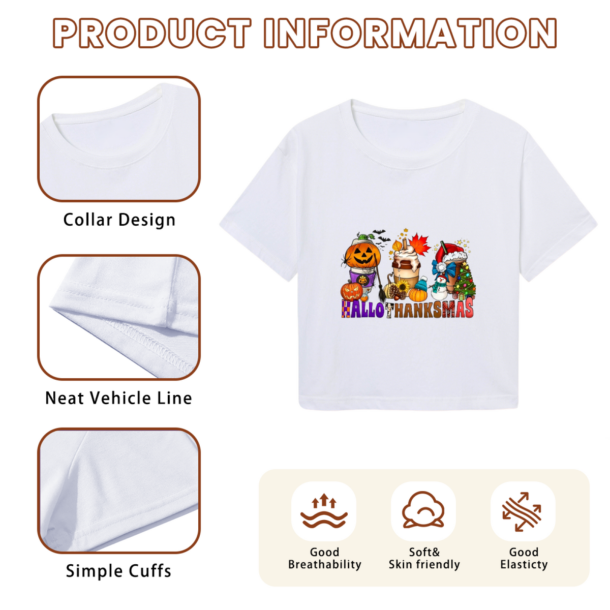 Hallothanksmas Holiday Mix Fall Season Cropped T?Shirt product image 6